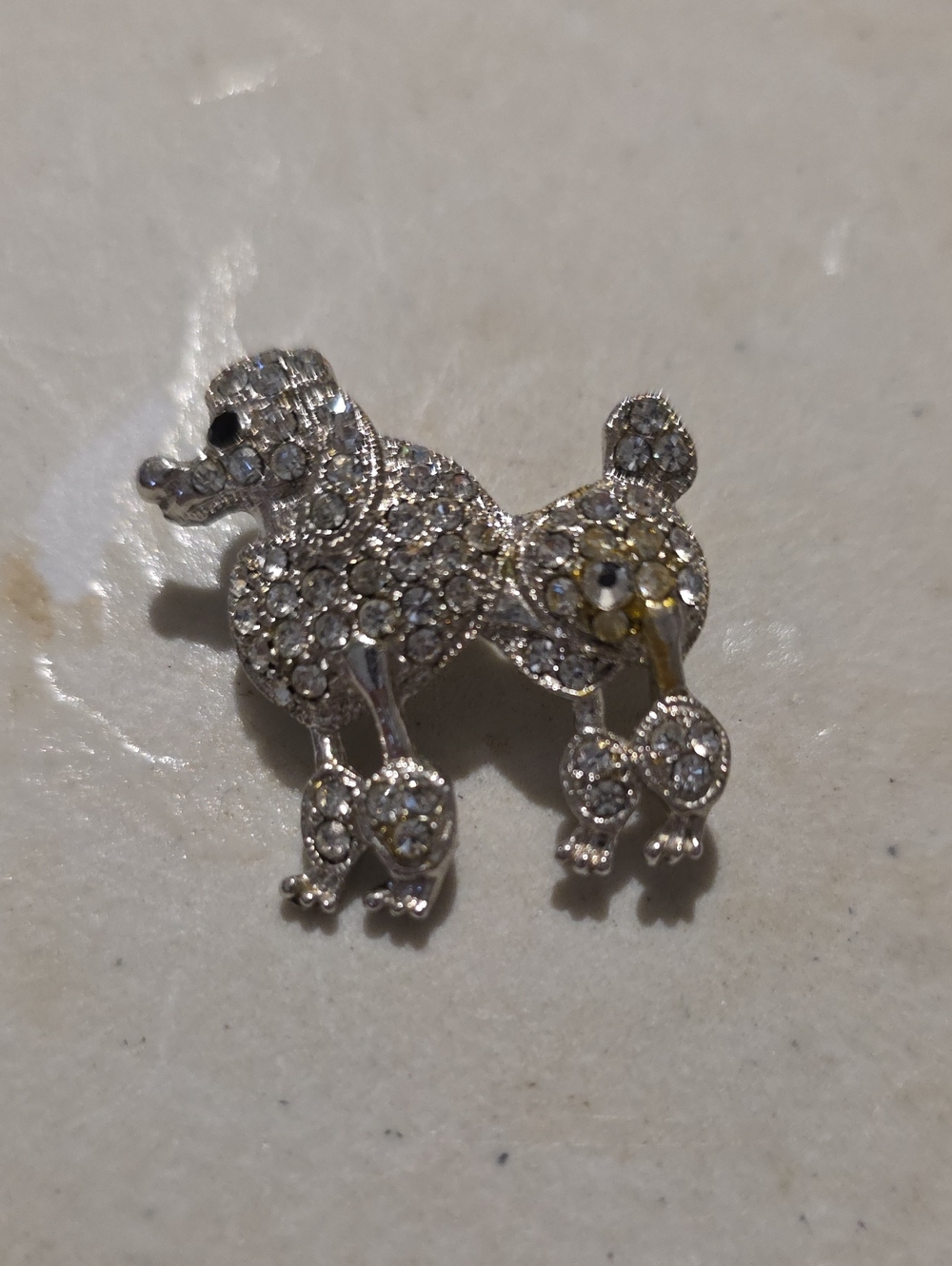 Silver Crystal Poodle Brooch - Sparkling Dog Jewelry